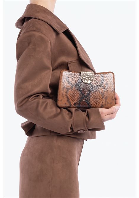 Clutch Oleria in pelle stampa snake TWENTY FOURHAITCH | BAG069NAT